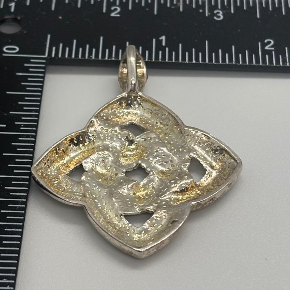 Celtic Love Knot Pendant Silver Tone Textured Rope Geometric Statement Charm - Picture 3 of 5